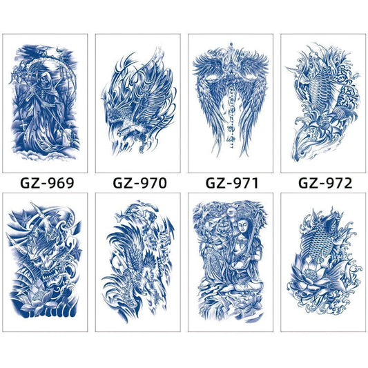 8 Sheets Semi-Permanent Tattoo Half Arm (18*11CM)