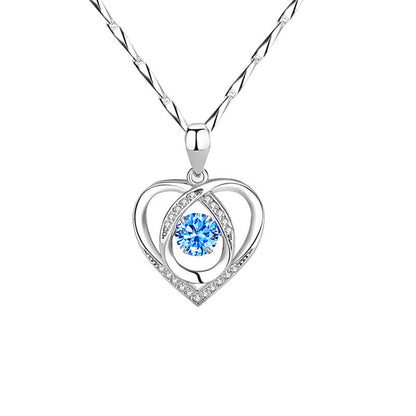 💥Hot Sale🩵Shining Heart-shaped Pendant Silver Necklace For Women✨