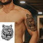 12 Sheets Black Fierce Tiger Lion Wolf Temporary Tattoos
