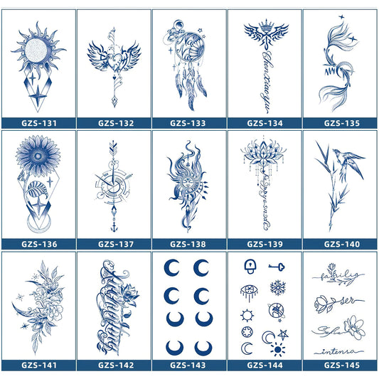 15 Sheets Cool Art Large Semi-Permanent Tattoo Stickers