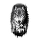 6 Sheets Black Wolf Flower Temporary Tattoo Sticker
