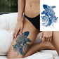2 Sheets Semi Permanent Fake Waterproof Temporary Tattoos Stickers Long Lasts 1-2 Weeks, Animal Set Peacock Lion Koi Carp Tiger Owl Dragon Deep Blue