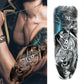 4 Sheets Lion Compass Tiger Full Arm Sleeves