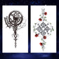 8 Sheets Black Arrow Compass Feather Dragon Anchor Sword Snake Tree Flower Temporary Tattoos for Arm