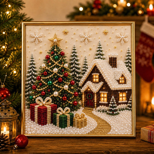 🧘Relaxing & Beginner-Friendly-🎄🎅 Premium 3D Pearl Christmas Wall Art Kit