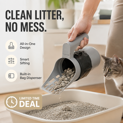 🐱 50% OFF NOW!✨ Cat Litter Scoop with Integrated Trash Can – Efficient Sifting & Large Capacity – Hygienic Essential 🗑️
