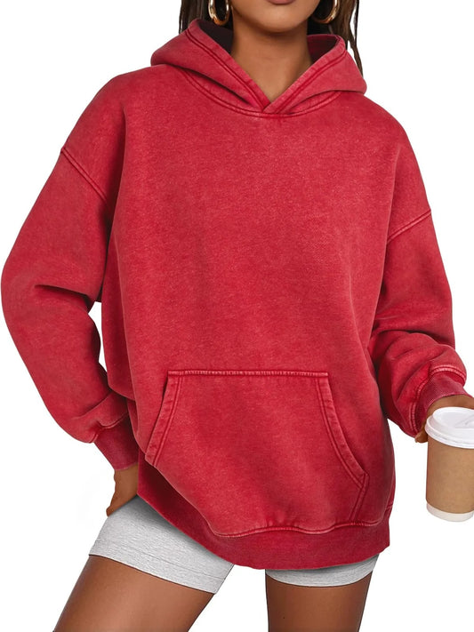 Limited time sale🔥Womens Acid Wash Hoodie Oversized Long Sleeve Fall Fashion Sweatshirts