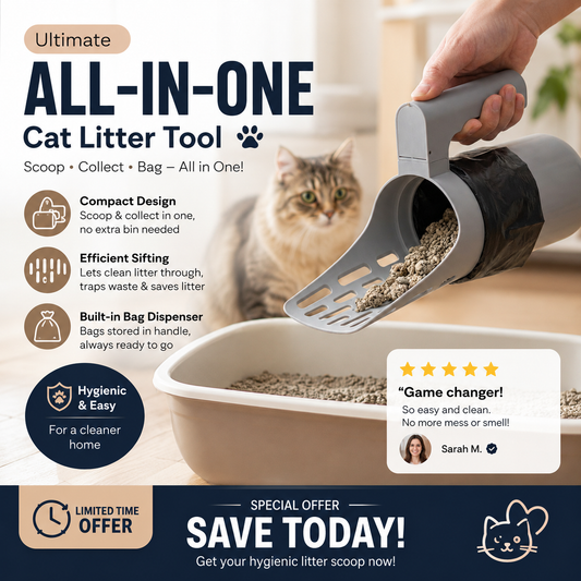 🐱 50% OFF NOW!✨ Cat Litter Scoop with Integrated Trash Can – Efficient Sifting & Large Capacity – Hygienic Essential 🗑️