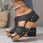 ⏰Limited Sale-50% Off!💟Women's Fashion Rivet Wedge Fish Mouth Thick Bottom Sandals