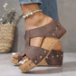 ⏰Limited Sale-50% Off!💟Women's Fashion Rivet Wedge Fish Mouth Thick Bottom Sandals