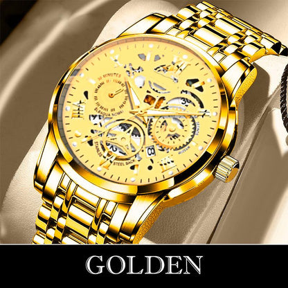 ⏳LAST DAY SALE Only￡19.99 !!📢🔥Men's Waterproof Roman Skeleton Automatic Mechanical Watch