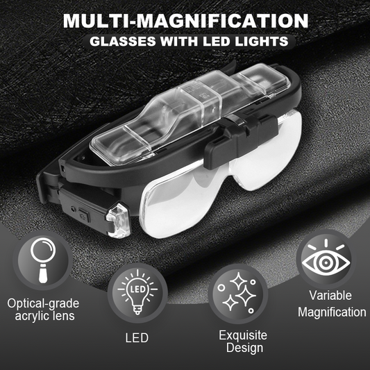 Multi-Magnification Glasses with LED Lights