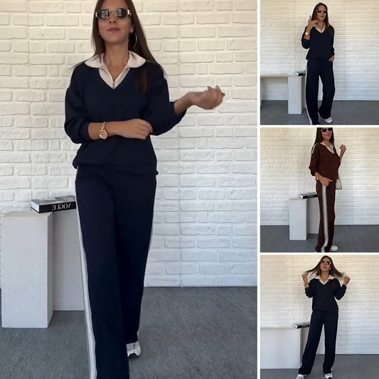 🍂Women's Long Sleeve Lapel Top & Pants Set
