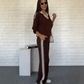 🍂Women's Long Sleeve Lapel Top & Pants Set