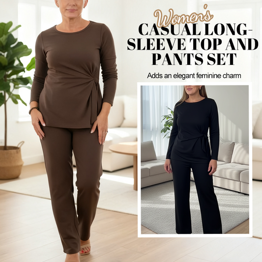Women's Casual Long-Sleeve Top and Pants Set