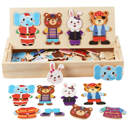 🐻Educational Wooden Animal Dress-Up Puzzle Set for Children🐇