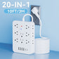 🎁 Hot Sale – 70% OFF! ⚡ 20-in-1 Power Strip with Overload Protection – 14 AC + 4 USB + 2 Type-C Ports, Wall-Mountable & Space-Saving! 🔌💻