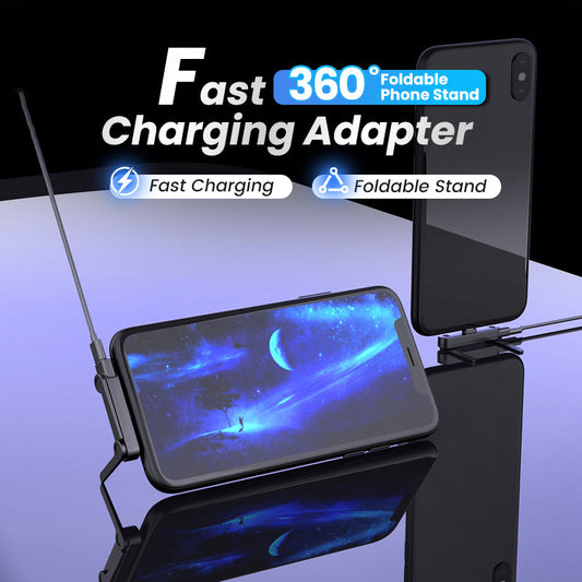 🏆 Bestseller Alert 🔥Fast Charging Adapter with 360° Foldable Phone Stand – 2-in-1 USB Charger