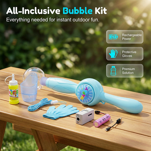 🔥Hot Sale🔥2026 New Fog Bubble Machine,Rechargeable Automatic Electric Smoke Bubble Machine, Magic Smoke Bubble Maker,🫧🫧Colorful Lights & Music, Bubble Fog Game for Parties, Beaches, Summer (Blue)