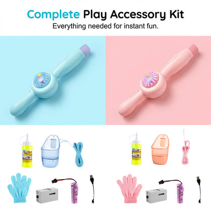 🔥Hot Sale🔥2026 New Fog Bubble Machine,Rechargeable Automatic Electric Smoke Bubble Machine, Magic Smoke Bubble Maker,🫧🫧Colorful Lights & Music, Bubble Fog Game for Parties, Beaches, Summer (Blue)