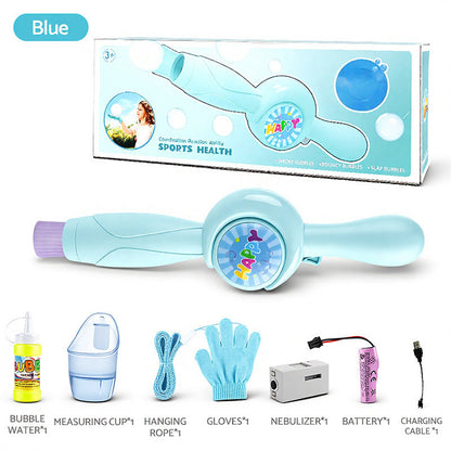 🔥Hot Sale🔥2026 New Fog Bubble Machine,Rechargeable Automatic Electric Smoke Bubble Machine, Magic Smoke Bubble Maker,🫧🫧Colorful Lights & Music, Bubble Fog Game for Parties, Beaches, Summer (Blue)