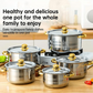 5-Piece Stainless Steel Cookware Set with Glass Lids