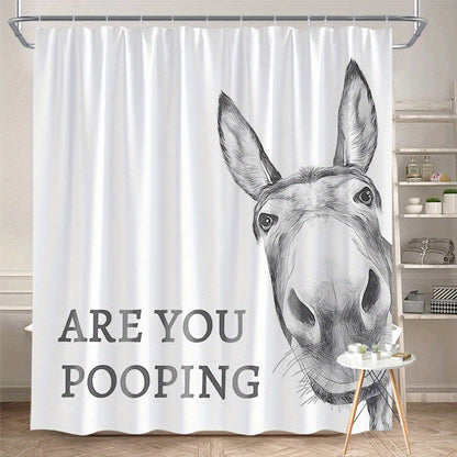 ⏰ Super Limited Time ￡6.9! !🐴 Funny Donkey Shower Curtain with Hooks – Waterproof & Fun 😂🚿