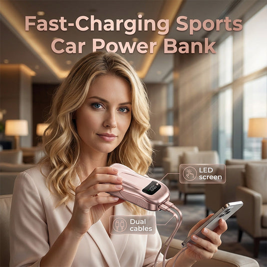 🔋Hot Sale 57%Off!!🔥 Dual Cable Power Bank – Sports Car Design🏎️ Fast & Furious Charging, Cool & Compact,10000mAh 😎