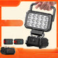 ⏳70% OFF!💡180° Rotatable LED Work Light – With Dual USB Power Bank Function – Rugged & Cordless – Universal Battery Compatibility – For Garage, Construction & Camping