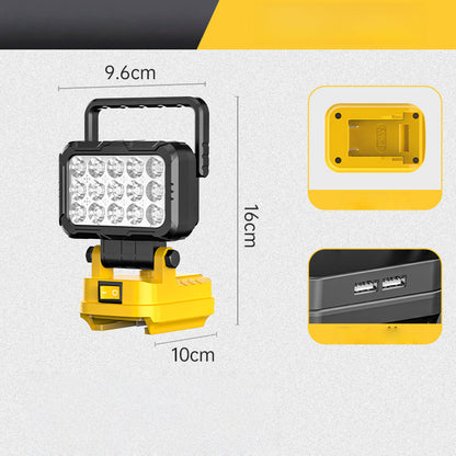 ⏳70% OFF!💡180° Rotatable LED Work Light – With Dual USB Power Bank Function – Rugged & Cordless – Universal Battery Compatibility – For Garage, Construction & Camping