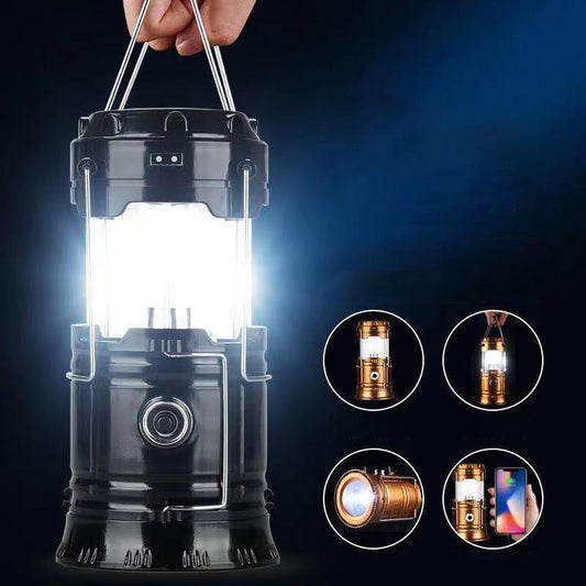 🏕️🔆 Solar Powered Retractable Light – Compact, 4-in-1: Camping Lantern, Flashlight, Power Bank, Backup Light 💪💡