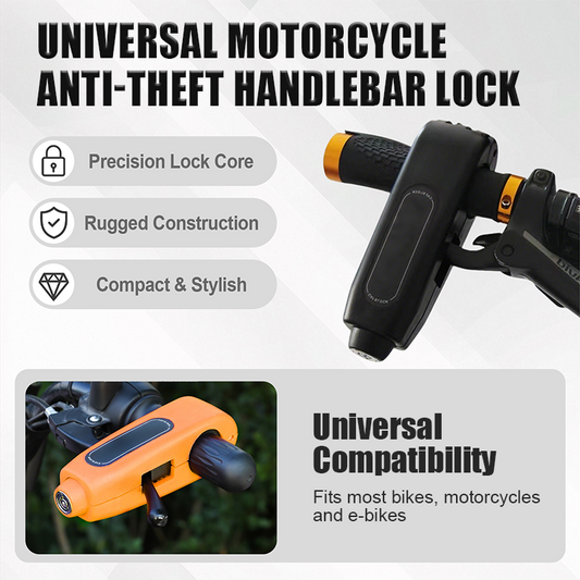 🏍️2026 New arrival 57% OFF! 🔒 Universal Motorcycle Handlebar Lock – Strong Anti-Theft, Installs in Seconds