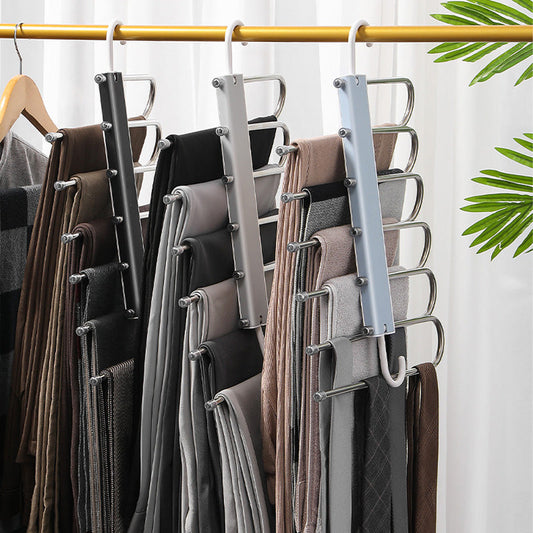 🩳 Multi-Trouser Hanger – Vertical Stacking Design, Stainless Steel, Folds Flat for Travel. Keep Your Pants Wrinkle-Free & Closet Tidy! ✅💪
