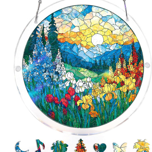 🌅💧 Acrylic Jigsaw Window Hanging – Sunset Sea Scene, Sun Catcher, Hanging Ornament for Window or Rearview Mirror. A Little Piece of Paradise! 🧩🔷💫