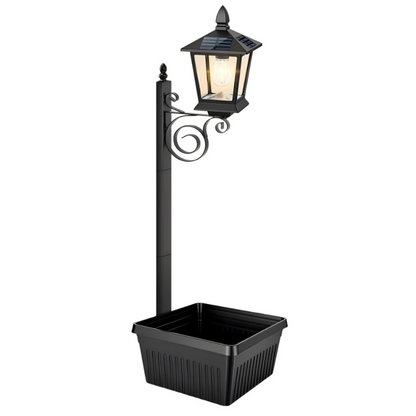 🌿☀️ Outdoor Solar Garden Light with Planter Base – 2-in-1: Solar Lamp + Flower Pot. Auto On/Off at Dusk, Waterproof, Warms Up Your Patio, Deck or Pathway with Greenery & Glow! 🌸💡✨