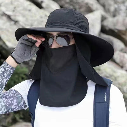 ⛰️🧢 Outdoor Mountaineering Sun Hat – UPF 50+, Breathable Mesh, Wide Brim, Foldable. Perfect for Hiking, Fishing, or Beach! ☀️🌲🎣