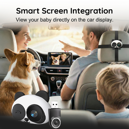 🐼🎥 Car Rear Seat Baby Camera Monitor – Panda Shape, Hd Night Vision,Real‑Time View. Keep Your Baby Safe While Driving! 🚗👶✨