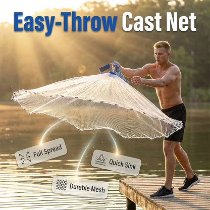 ⚓ 50% OFF NOW! 🎣 Easy-Throw Fishing Cast Net – Fast-sinking, heavy-duty & tangle-free – Ideal for bait fishing & saltwater use 🌊