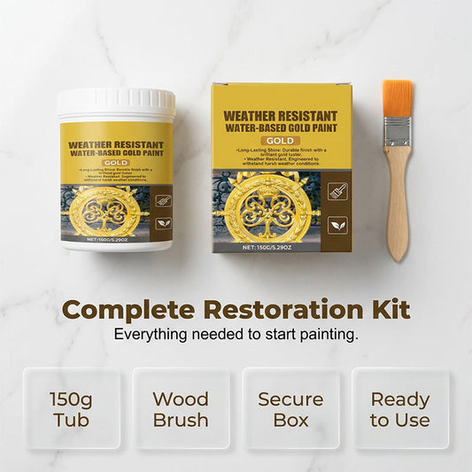 🎨✨ Weather Resistant Water-Based Gold Paint – Non-Toxic, Low Odor, Rich Metallic Finish. Perfect For Indoor & Outdoor DIY Projects, Furniture, Frames & Crafts! 🖌️🏠💛