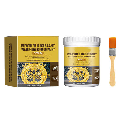 🎨✨ Weather Resistant Water-Based Gold Paint – Non-Toxic, Low Odor, Rich Metallic Finish. Perfect For Indoor & Outdoor DIY Projects, Furniture, Frames & Crafts! 🖌️🏠💛