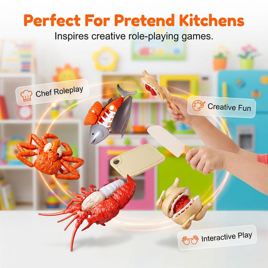 ⏳LAST DAY SALE 50% OFF !!📢Realistic Cuttable Play Food Set for Kids. Great Gift For Kids 3+! 🥕🎁✨