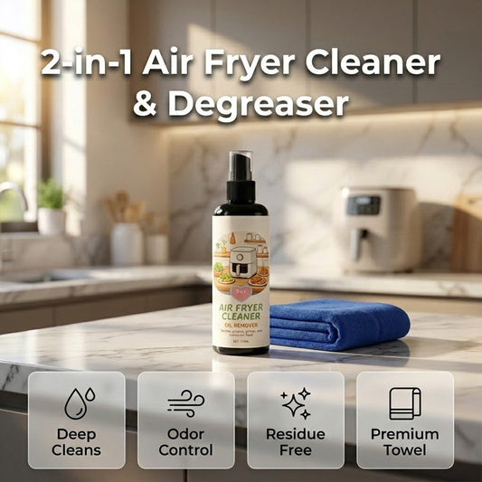 🥳2026 HOT SALE  50% OFF!🥳💞50K+ SOLD!🔍✨ 50% OFF! 2‑in‑1 Air Fryer Cleaner – Degreases & cleans, safe for non‑stick coatings. Just spray & wipe. Includes towel! 🧼💪