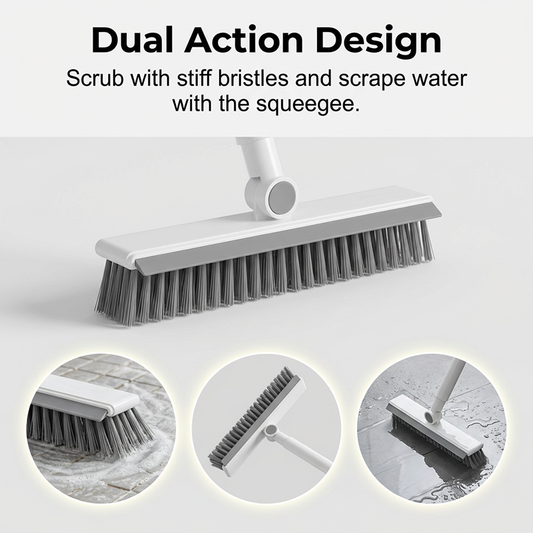 🔥2026 Hot Sale 50% OFF✨⚡ 50K+ SOLD! 🎁2-in-1 Grout & Corner Scrubber Brush with Squeegee，Removes Mold & Dirt, Ideal For Bathroom, Kitchen & Tile Floors! 🚿🧼💪
