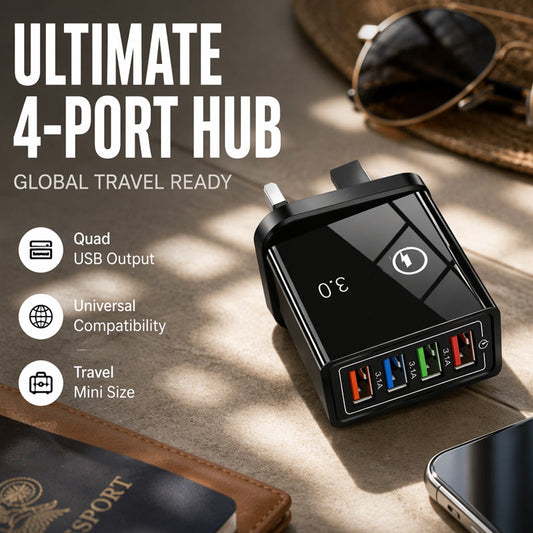 ⏳LAST DAY SALE 50% OFF !!📢4-Port USB Charger Adapter