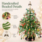 ⏳💥Final 3 hours-￡7.99!!  🔥 Elegant Beaded Mini Christmas Tree – Collector's Holiday Decor Set, Tabletop 🎄
