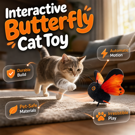 🐱 LIMITED-TIME 50% OFF! Smart Sensing Automatic Flapping Butterfly Cat Toy, Interactive Electric Pet Play Toy