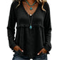 🌸LAST DAY SPECIAL PRICE!!🌸Women's Bohemian Fringe V-Neck Long Sleeve Blouse, Loose Casual Tunic Top