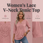 💗Limited time special price💕Lace-Trim V-Neck Blouse – Breathable Fabric & Flattering Drape