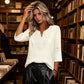 💗Limited time special price💕Lace-Trim V-Neck Blouse – Breathable Fabric & Flattering Drape