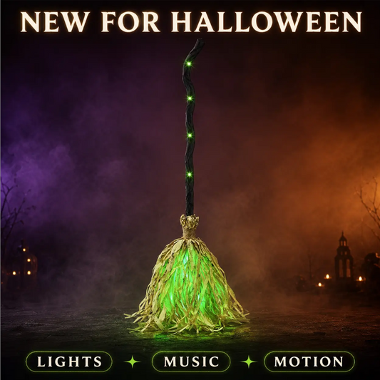 🔥 LIMITED TIME 50% OFF! ⚡50K+ SOLD🧹💚 50% OFF! Animated Witch Broom with Lights & Sounds – Walks across your porch, spooky laughter & green LED glow. Battery powered – perfect for Halloween displays! 🎃✨